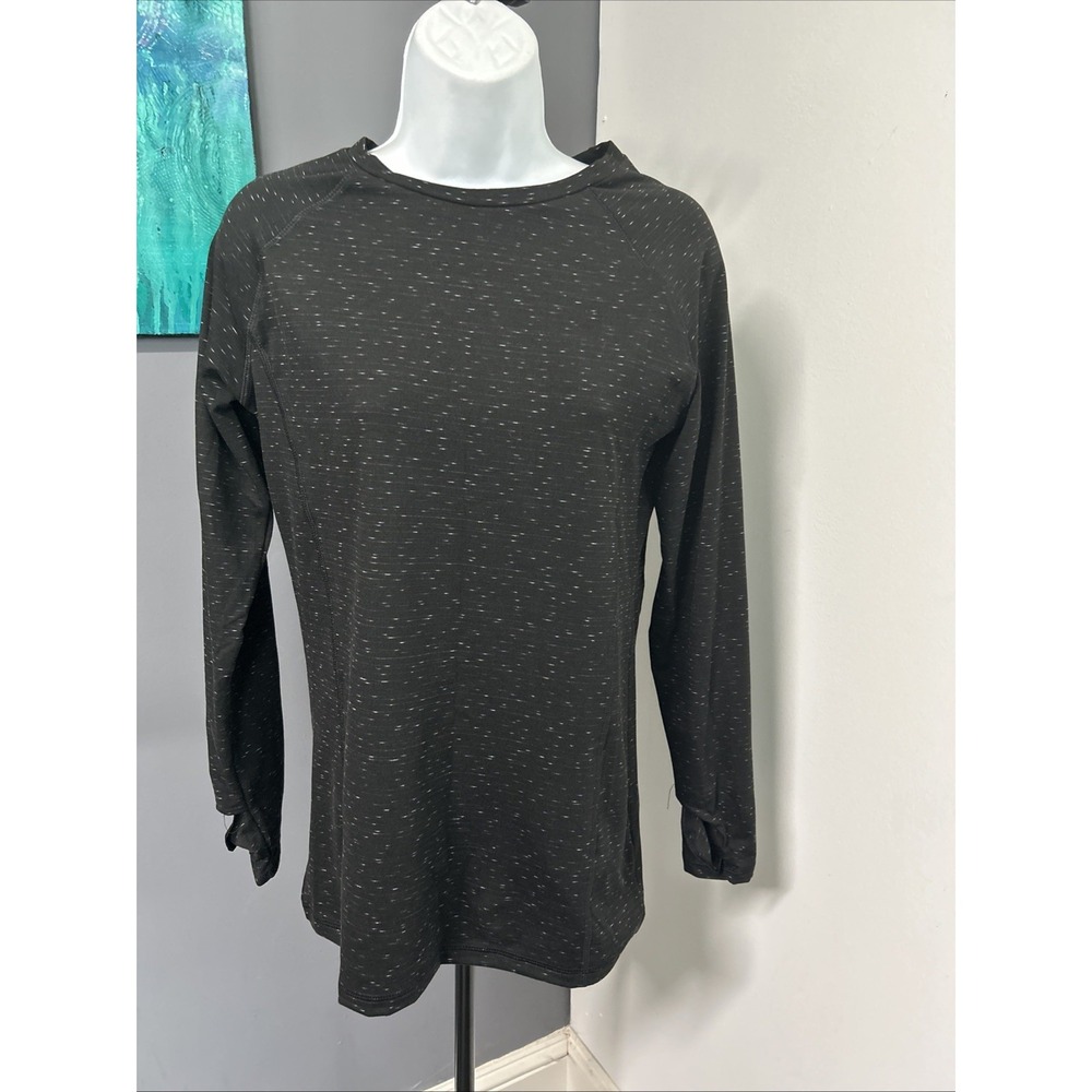 Earth Yoga  Activewear Top Women's Medium Black Stretch Thumbhole Organic Hiking